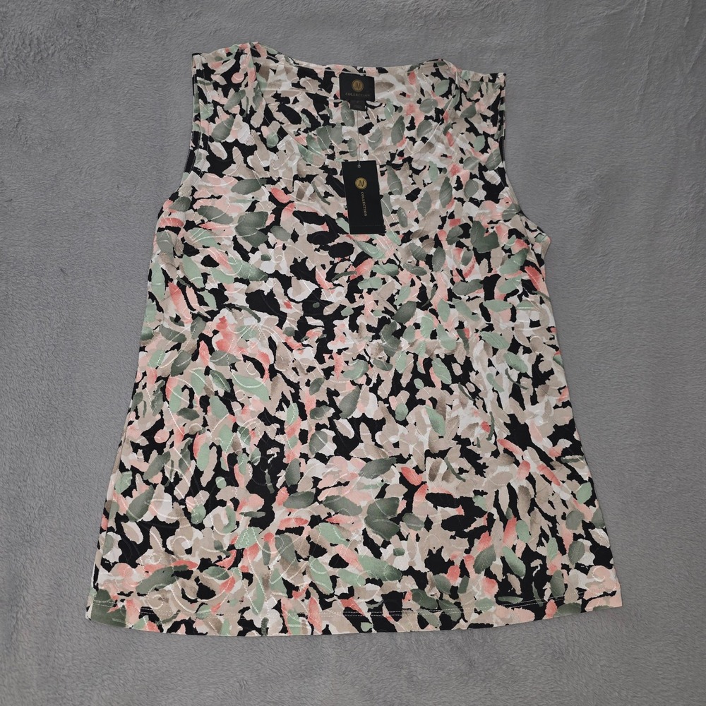 JM Collection Womens Geometric Burst Jungle Print Sleeveless Blouse Small New